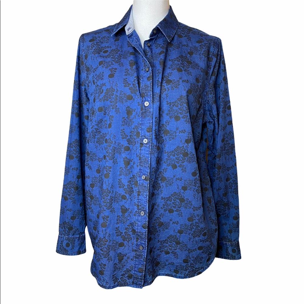 Boden Floral Print Chambray Denim Button Up Shirt